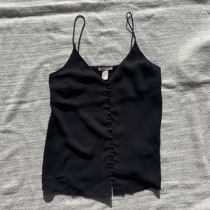 Dark Navy Button Up Tank with Textured dots